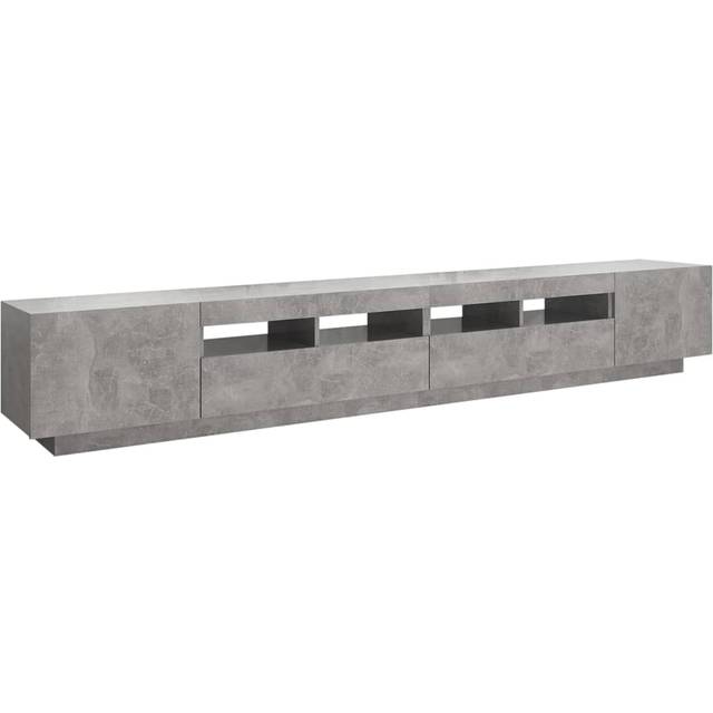TV-bänk med LED-belysning betonggrå 260x35x40 cm