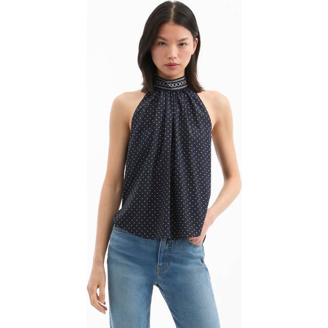 Kovi Silk High-Neck Top - NAVY MULTI - 4