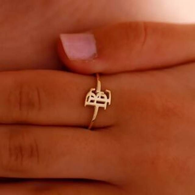 TEMU Custom Couple Initial Ring Personalized Minimalist Letter Ring Stainless Steel Double-letter Open Wedding Ring Daily Versatile Accessory Women's Popular Wedding Jewelry