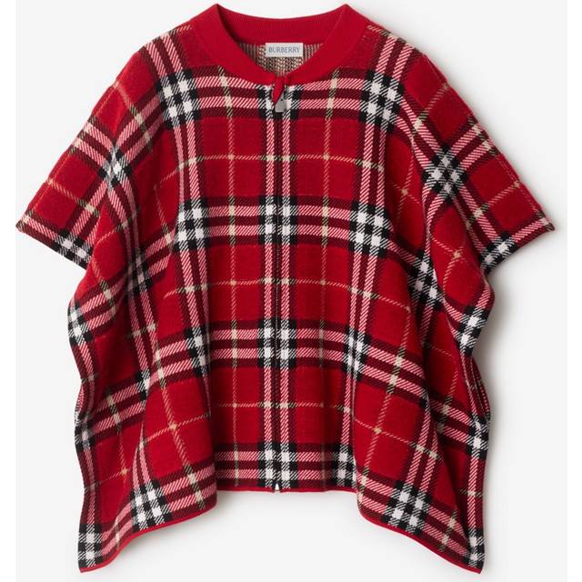 Burberry Childrens Check Wool Cape - Poppy - M
