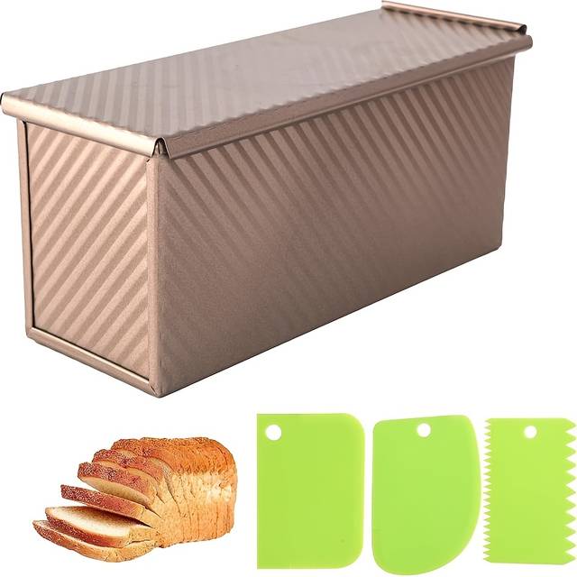 TEMU 2.2lb Bread Pan, Rectangle Pullman Loaf Pan With Lid, Long Sourdough Bread Loaf Pan For Homemade, Deep Bread Tin, Easy Clean, No Toxic For Christmas, For Thanksgiving, Bread Pan With Lid