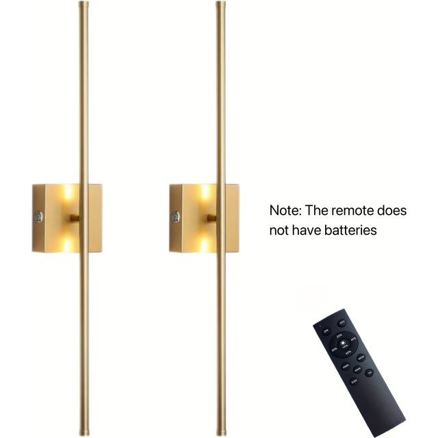 TEMU 1pc/2pcs Black/golden Battery Operated Wall Light With Remote Control, Touch And Timing Function, Dimmable 28.3inch Wall Sconces, Wall Lamp For Living Room, Bedroom, Hallway, Hotel And Home Decor