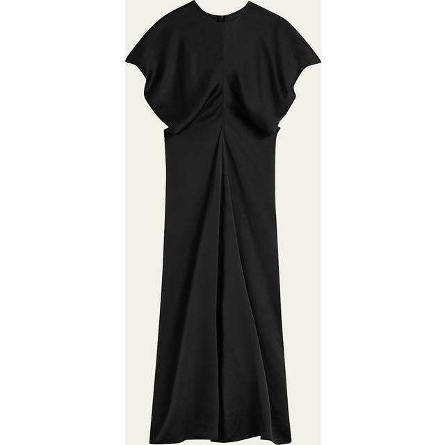 TOTEME Black Slouch Waist Basketweave Midi Dress - BLACK 001 - DK 40