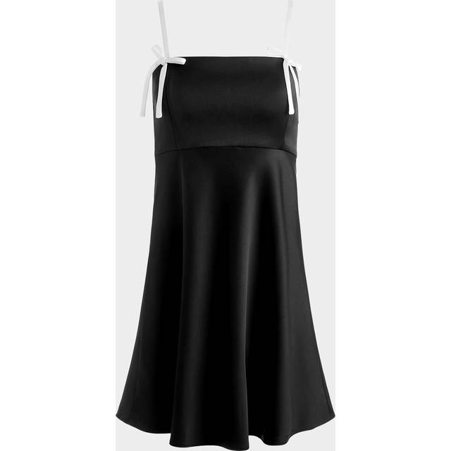 Morgan Babydoll Bow Detail Mini Dress - BLACK - 0