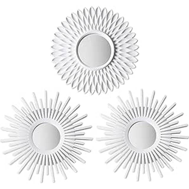 BONNYcO Wall Mirrors Pack of 3 White Mirrors for Home Decor, Bedroom Decor & Room Decor  White Wall Mirror Rou
