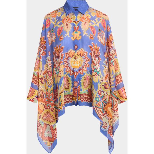 Etro, Chemise Poncho Imprimée, Femme, Bleu Poudre, Taille 46