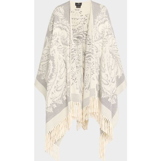 Paisley Jacquard Wool Cape - X0868 BURGUNDY
