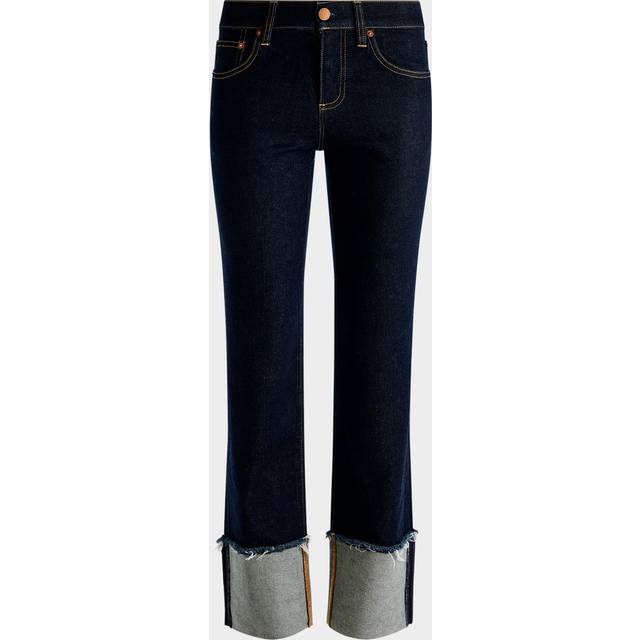 Abilene Ultra Low-Rise Skinny Jeans with Raw Hem Cuffs - DARK RINSE - 31