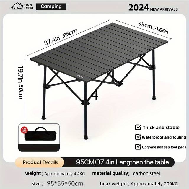 TEMU Stainless Steel Portable Folding Table For Camping & Bbqs - Compact, Design With Carrying Bag