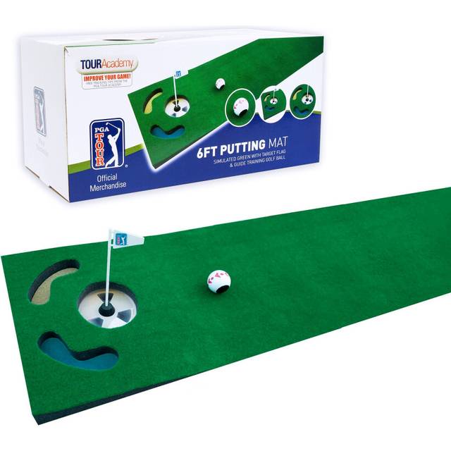 PGA Tour Unisex Ball, Alignment Tool and Training Dvd 6ft Putting Mat with Guide Ball, Green, UK