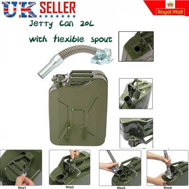 20l metal jerry can car storage fuel petrol diesel oil container with free spout
