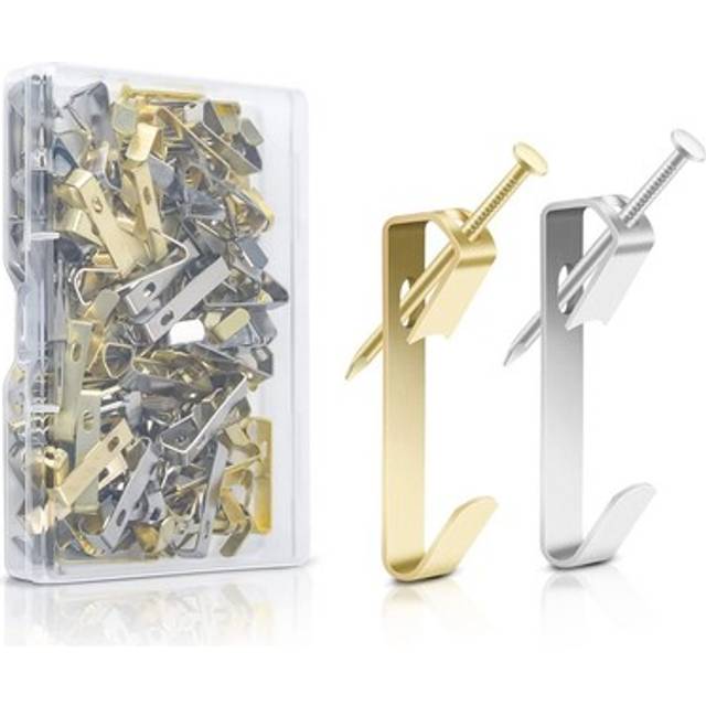 2x(130 piece picture hangers kit drywall wooden wall picture hanging nails u6k3)