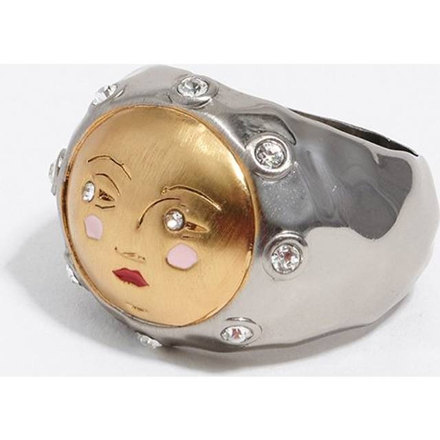 Silver and gold moon pinky ring - MULTIGOLD - 7