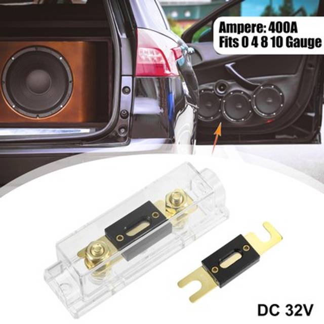 1 Set Car Audio 0 4 8 Gauge Inline Anl Fuse Holder Clear With 2pcs 400a Fuse