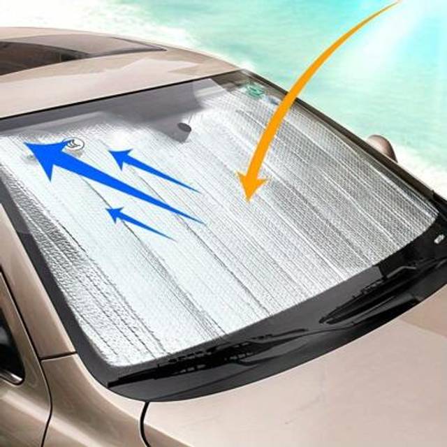 SHEIN 1pc 130*60cm Car Sunshade - Heat Insulation, UV Protection Windshield Cover For Parking Lot