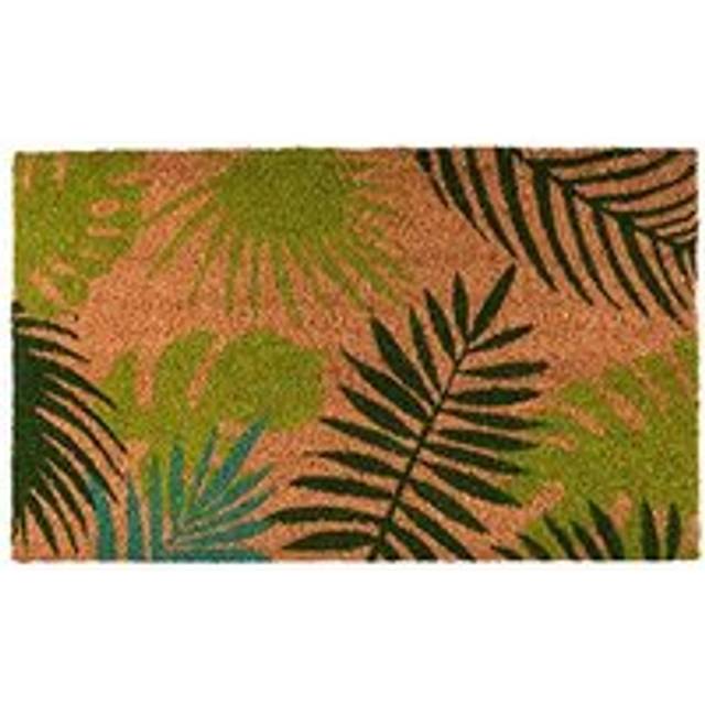 Doormat Coir Coconut Fibre Tropical Leaf Print - Green - Medium