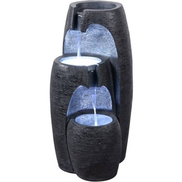 Teamson Home Black Modern 3-Tier Cascading Urn Outdoor Fountain 28 inch