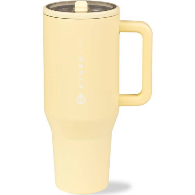 HydroJug Traveler - 32 oz Water Bottle with Handle & Flip Straw - Fits in Cup Holder  Leak Resistant Tumbler-Reusable Insulated Stainless Steel & Rubb