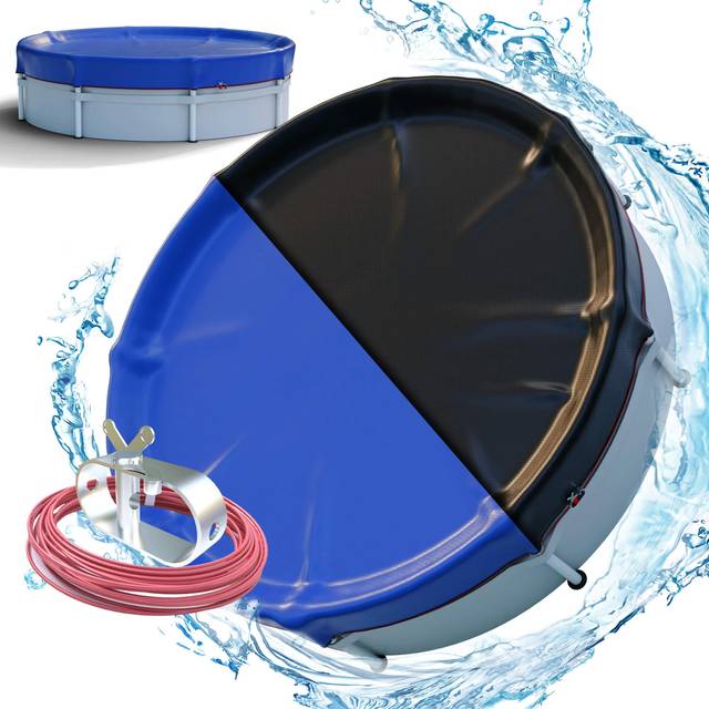 AREBOS Dual-Sided Pool Cover for Round Pools 420-460 cm | UV & Heat Protection | Weatherproof PE Tarpaulin | Easy Installation | Energy Saving