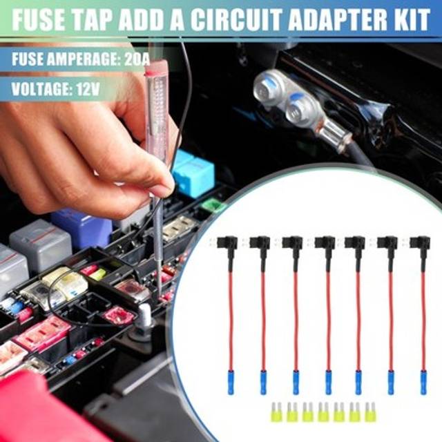 1 set universal 7pcs car fuse tap 12v with 7pcs 20a micro 2 blade type fuse