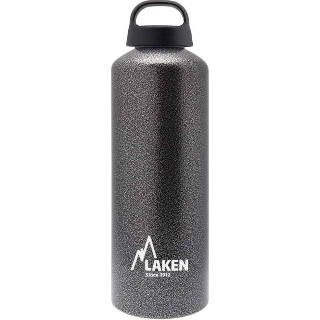 LAKEN Classic Water Bottle with Wide Mouth, Single Wall Lightweight Aluminum BPA Free, Leak-Proof Screw Cap, 1 Litre, Granite