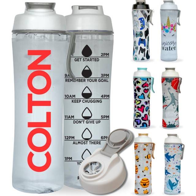 Kids Water Bottle with Times to Drink  24oz BPA-Free Reusable Water Bo