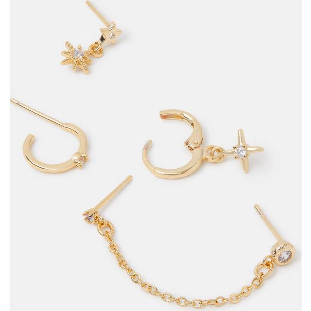 5-Pack 14ct Gold-plated Mixed Chain Star Earrings - Accessorize - One Size