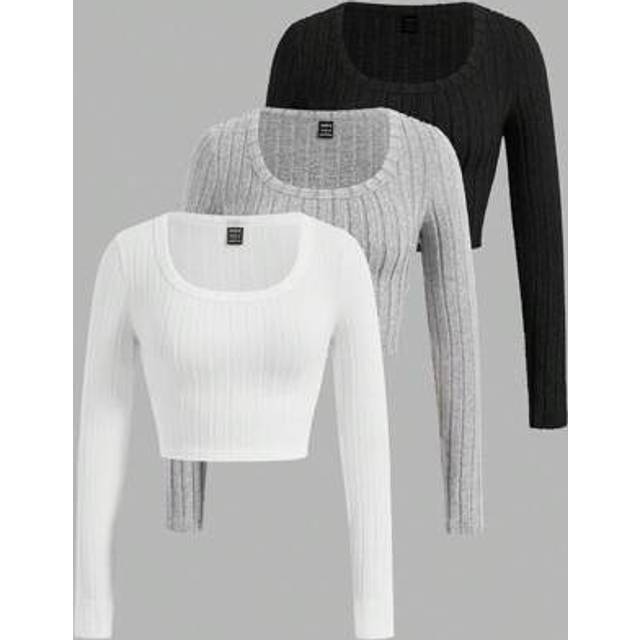SHEIN 3pcs/Set Women&#39;s Slim Fit Long Sleeve T-Shirt