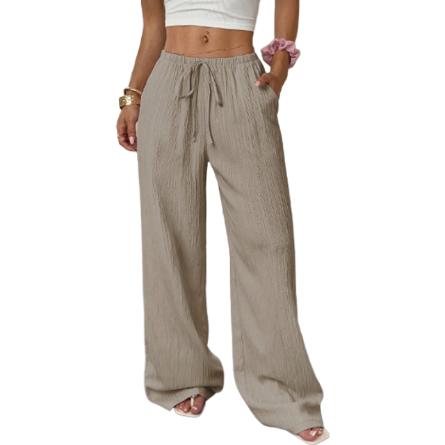 SHEIN Women&#39;s Solid Color Pocket Drawstring Loose Wide Leg Pants Fall Cloth For Women