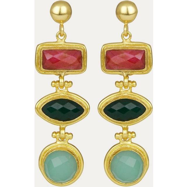 Ottoman Hands Innana Semi Precious Drop Earrings, Gold