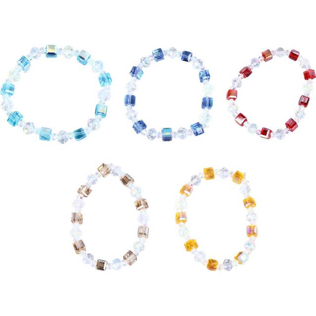 5PCS Crystal Bead Bracelet for Women Girls Decoration Stretch Beaded Bracelet Different Colors