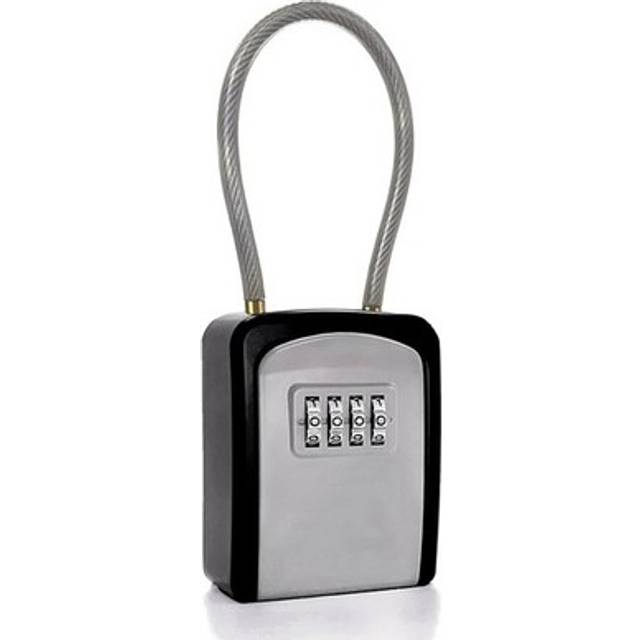 Key Lock Box Portable With Removable Cable Shackle Indoor Outdoor 4 Digit7369