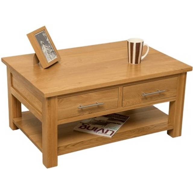 Oslo Solid Oak Coffee Table with 2 Drawers