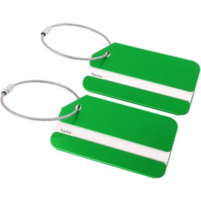2 Pcs Travel Luggage Tag Metal Baggage Suitcase Identifier Name Label Green
