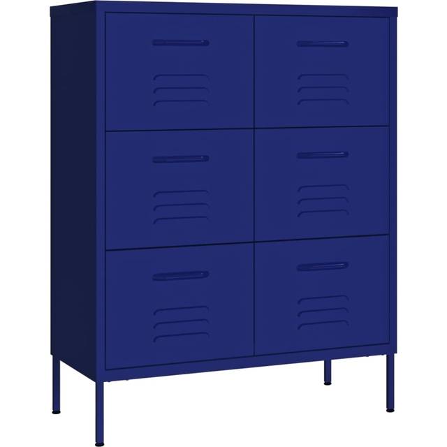 vidaXL Drawer Cabinet Navy Blue 80x35x101.5 cm Steel