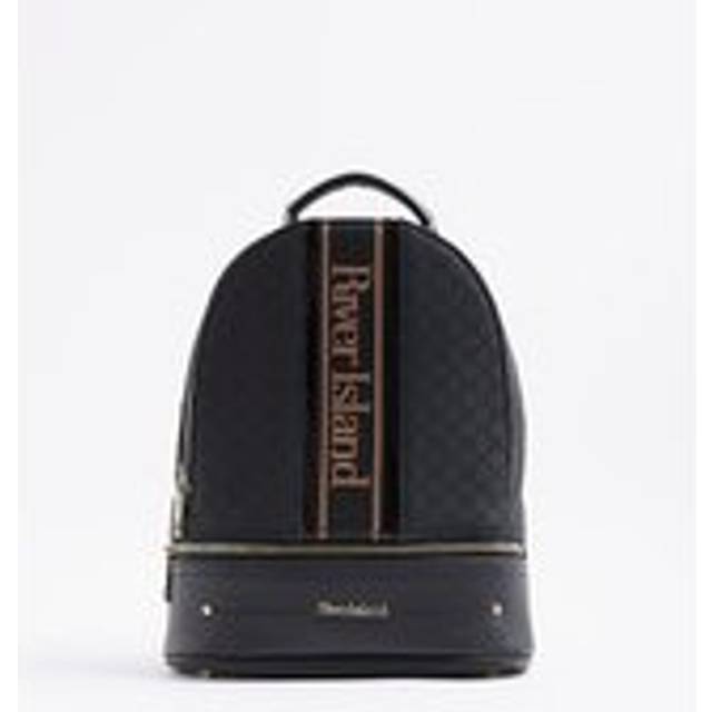 River Island Womens Black Webbing Logo Front Backpack - One Size