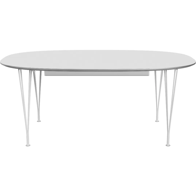 Fritz Hansen - B620 Superellips Utdragbart, Laminat, Vit, Vit pulverlack - Matbord - Arne Jacobsen,Bruno Mathsson,Piet Hein