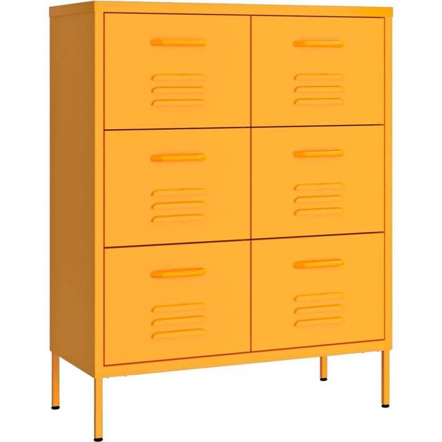 vidaXL Drawer Cabinet Mustard Yellow 80x35x101.5 cm Steel
