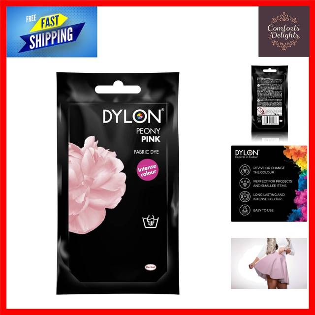 DYLON Hand Dye, Fabric Dye Sachet for Clothes, Soft Furnishings and Projects, 50 g - Peony Pink