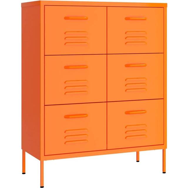 vidaXL Drawer Cabinet Orange 80x35x101.5 cm Steel