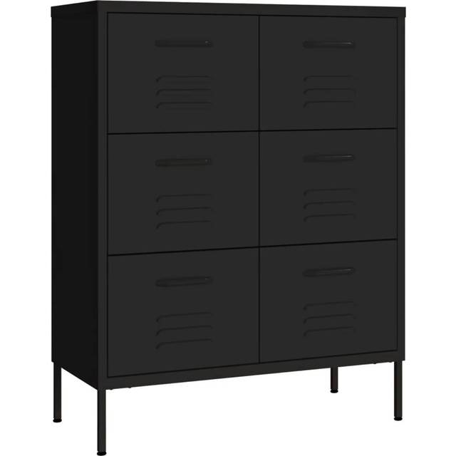 vidaXL Drawer Cabinet Black 80x35x101.5 cm Steel