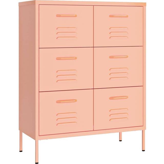 Vidaxl Drawer Cabinet Pink 80X35X101.5 Cm Steel, Pink