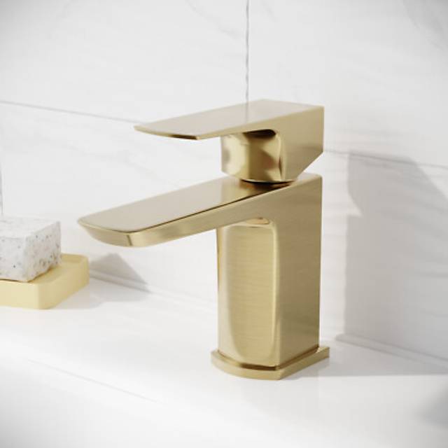 Nes Home Brushed Brass Bathroom Cloakroom Basin Mono Mixer Tap