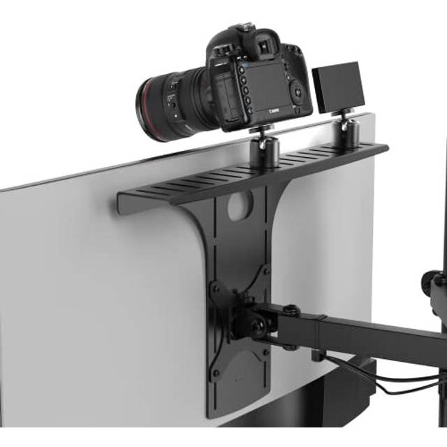 HumanCentric DSLR Monitor Mount ? Monitor Shelf for Desk Camera Mount, Light Webcam and Microphone Camera Shelf for Monitor VESA Arm, Replace Clamp