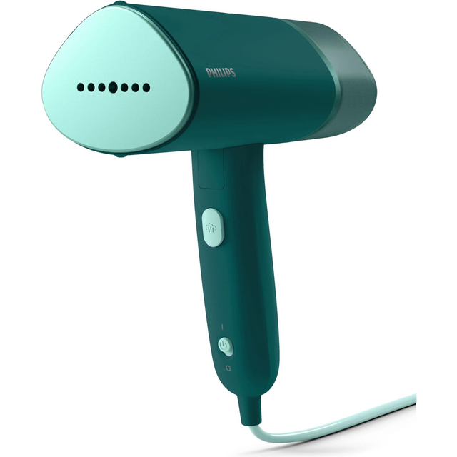 Philips 3000 Series handhållen steamer - 1000 W, 20 g/min ånga, löstagbar vattentank på 120 ml, metallsula, uppvärmd platta, förvaringspåse ingår, 660 g lätt, mörkgrön (STH3020/70)