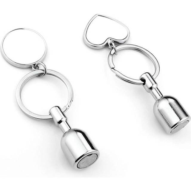 (As show, One size) Round Heart Shape Blank Pendant Keyring Keychain Printing Keychain for Women