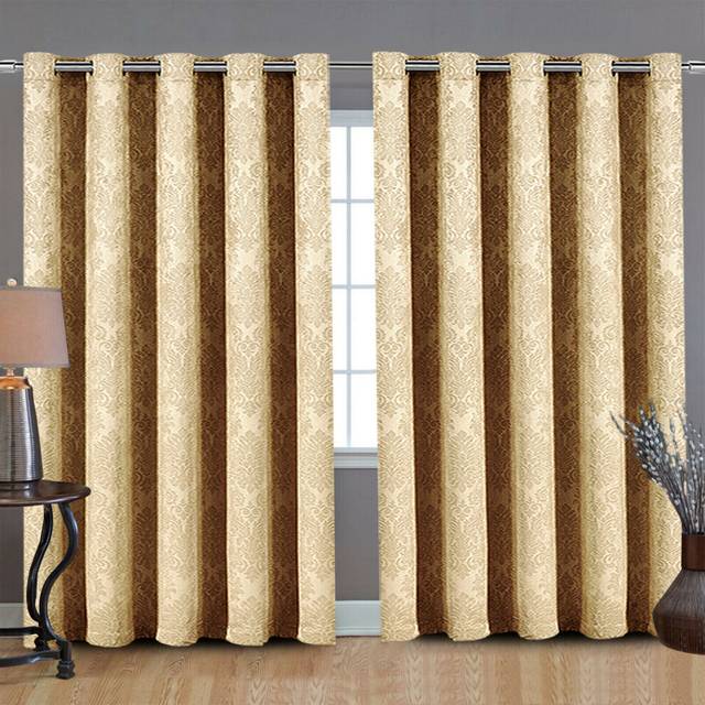 "(Beige (Usm), 66"" width x 72"" drop) Heavy Thick Thermal Insulated Blackout Eyelet Curtains"