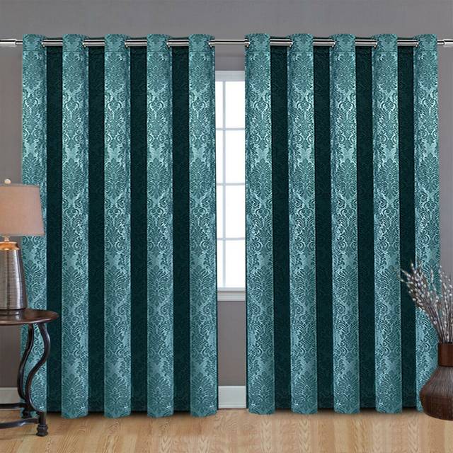 "(Teal, 66"" width x 90"" drop) Heavy Thick Thermal Insulated Blackout Eyelet Curtains"