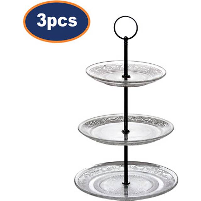 3pc 3 Tier Glass Cake Stand Afternoon Tea Dessert Food Display Kitchen Tableware