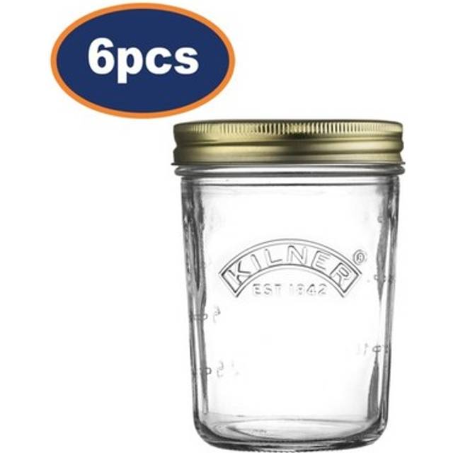 Kilner 6pc 350ml Kitchen Storage Food Preserving Wide Mouth Glass Preserve Jar